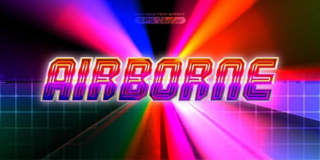 Retro text effect airborne futuristic editable 80s classic style with experimental background ideal for poster flyer social media post with give them the rad 1980s touch