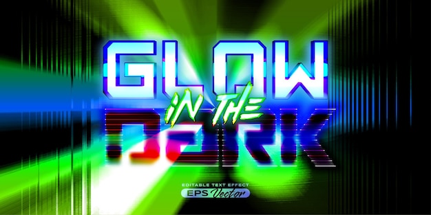 Retro text effect glow in the dark futuristic editable 80s classic style with experimental background ideal for poster flyer social media post with give them the rad 1980s touch