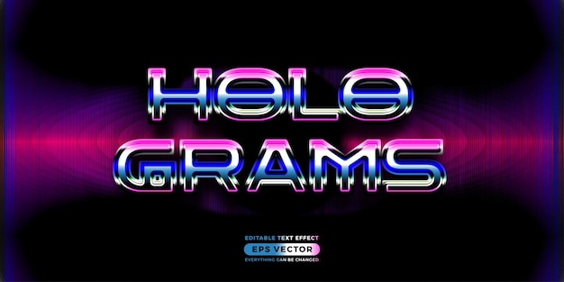 Retro text effect hologram futuristic editable 80s classic style with experimental background ideal for poster flyer social media post with give them the rad 1980s touch