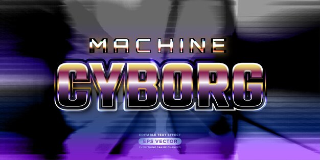 Retro text effect machine cyborg futuristic editable 80s classic style with experimental background ideal for poster flyer social media post with give them the rad 1980s touch