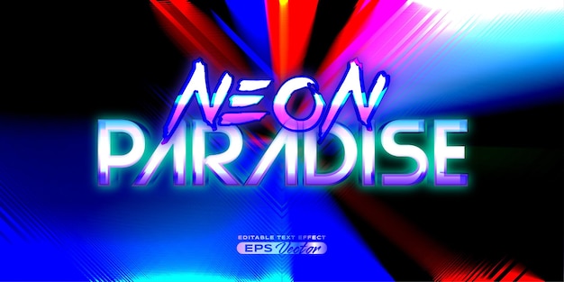 Retro text effect neon paradise futuristic editable 80s classic style with experimental background ideal for poster flyer social media post with give them the rad 1980s touch