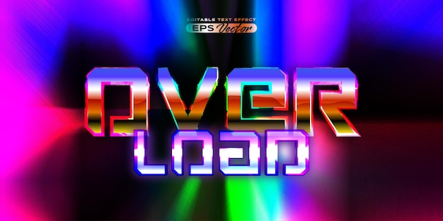 Retro text effect overload futuristic editable 80s classic style with experimental background ideal for poster flyer social media post with give them the rad 1980s touch