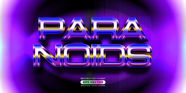 Vector retro text effect paranoids futuristic editable 80s classic style with experimental background ideal for poster flyer social media post with give them the rad 1980s touch