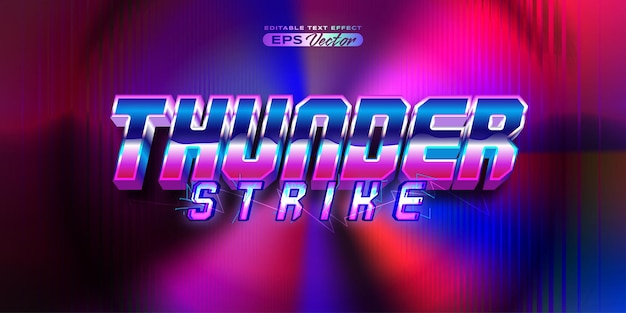 Retro text effect thunder strike futuristic editable 80s classic style with experimental background ideal for poster flyer social media post with give them the rad 1980s touch