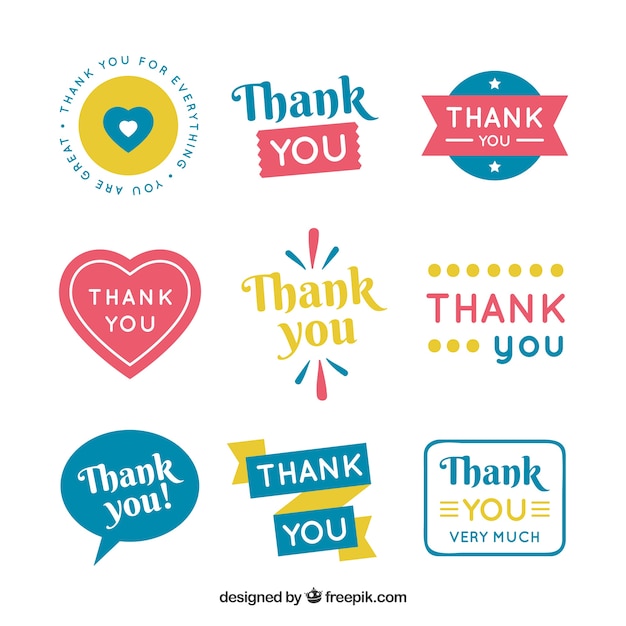 Retro thank you sticker pack