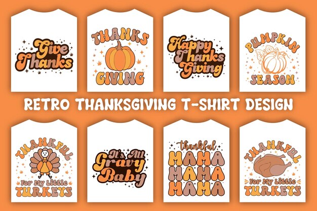 Vector retro thanksgiving t-shirt bundle. beautiful and eye-catching thanksgiving vector