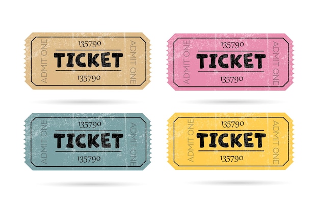 Retro tickets set Templates for cinema and other events Text outlined