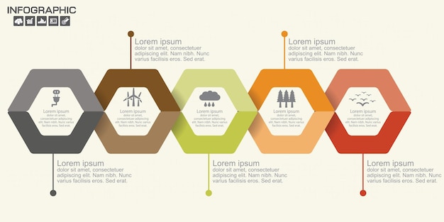 Retro Timeline Infographic With set of Icons Vector design template