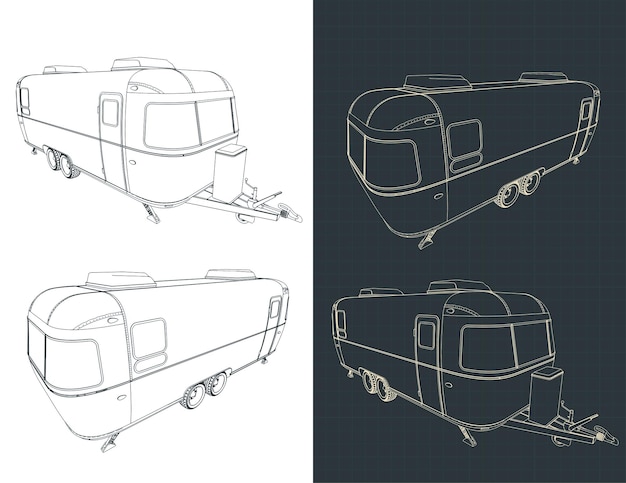 Vector retro trailer drawings