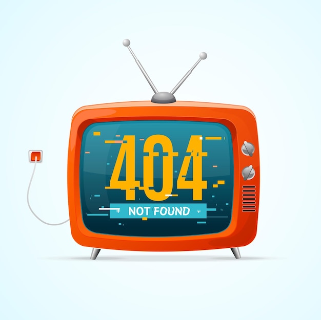 Retro TV Not Found Broadcasting Concept Glitch Style Vector