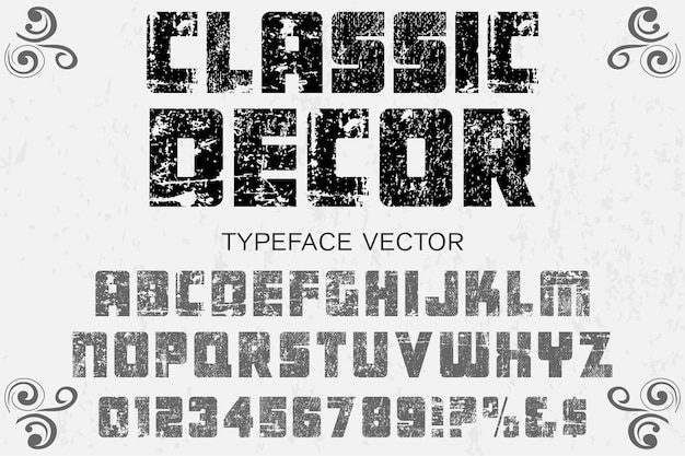 retro typeface alphabet font design classic decor