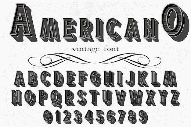 retro typeface label design americano