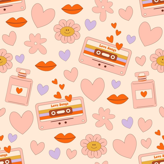 Retro Valentine's seamless pattern