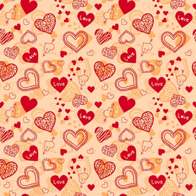 Retro valentine seamless pattern with hearts