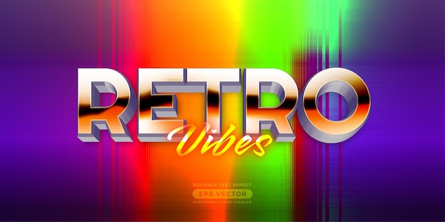 Retro Vibes editable text effect style with vibrant theme realistic groovy concept for trendy flyer poster and banner template promotion