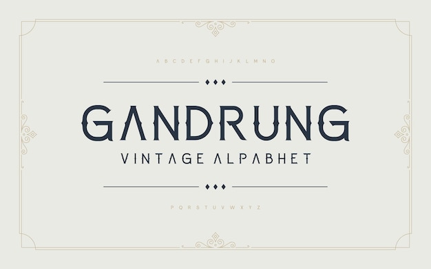 Retro vintage alphabet font design. A to Z uppercase. Vector illustration.