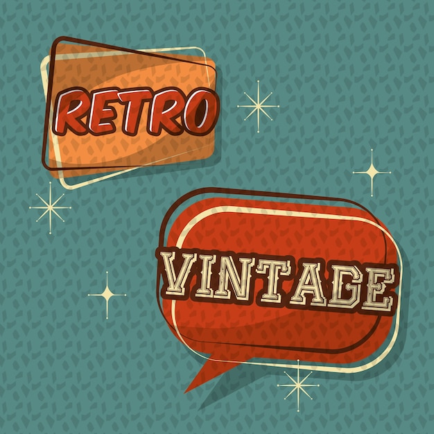 Vector retro vintage badge speech bubble bright background 