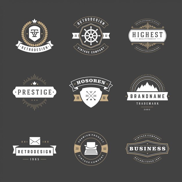 Vector retro vintage badges and logos set vector design elements