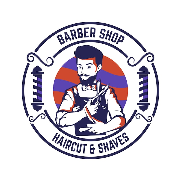 Retro vintage barber shop logo badge