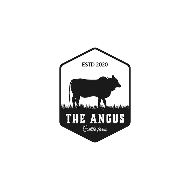 Retro Vintage Cattle Angus Beef Emblem Label Livestock logo design vector