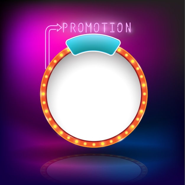 Retro vintage circle frame promotion neon