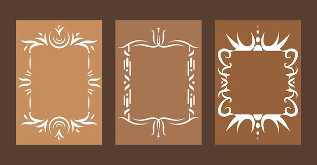 Retro vintage frame icon set Simple vector collection Design elements for cards invitations and other Royal swirl outline style