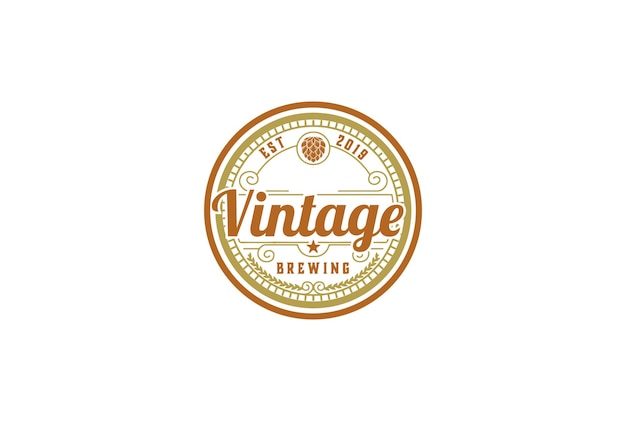 Retro Vintage Hop for Craft Beer Brewing Brewery Logo Design Vector