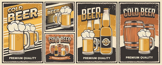 Retro vintage illustration     of Cold Beer