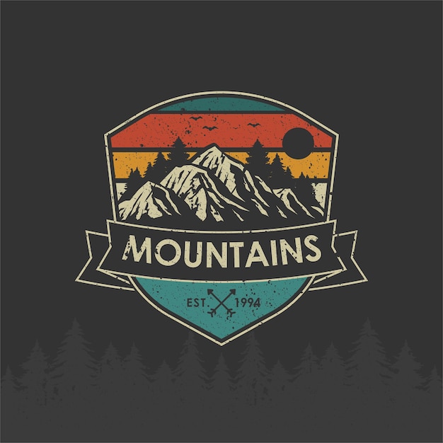 Retro Vintage logo badge adventure and outdoor mountains sticker