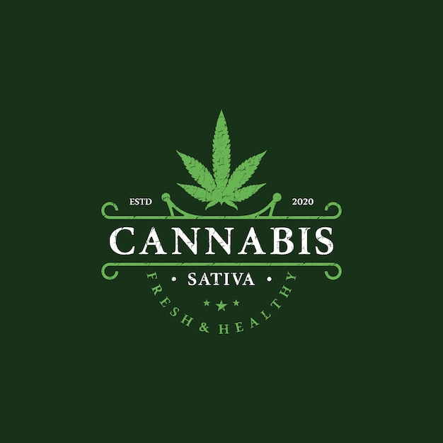 Retro, vintage, Marijuana health medical cannabis logo