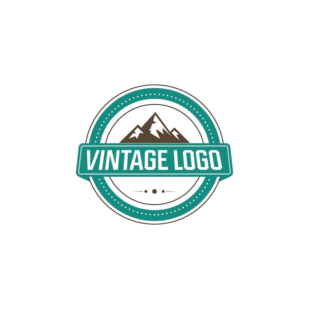 Retro Vintage Mountain Adventure Logo Design Vector