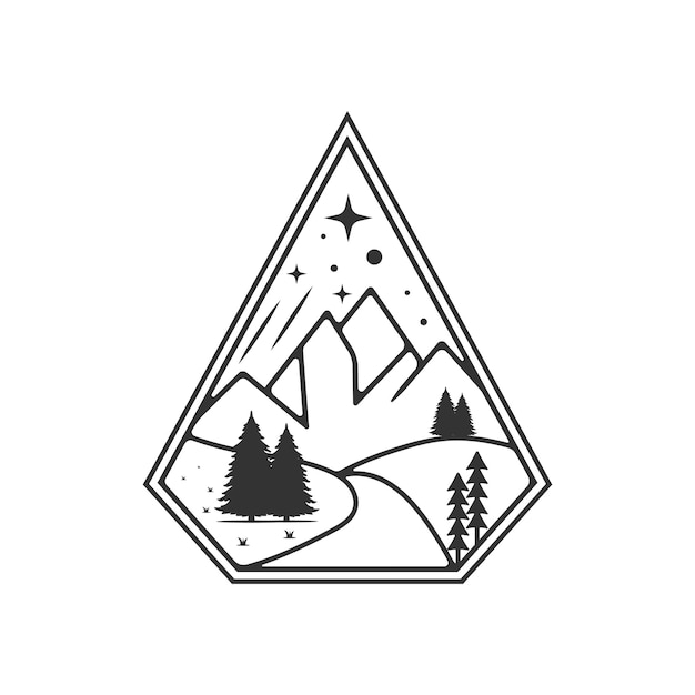 Retro Vintage Mountain Sea Adventure logo design