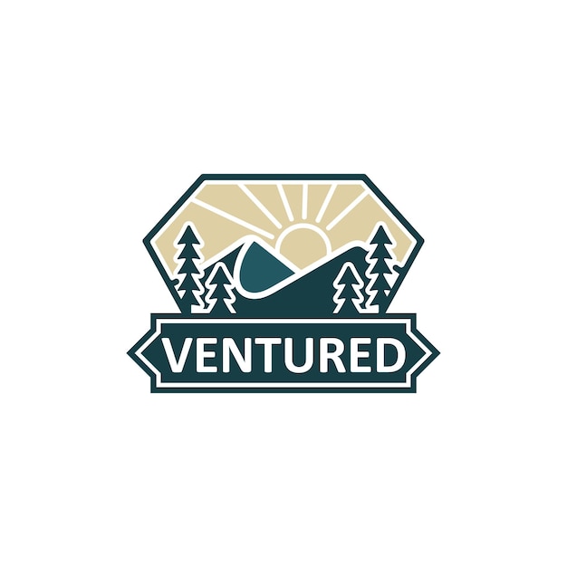 Retro Vintage Mountain Sea Adventure logo design