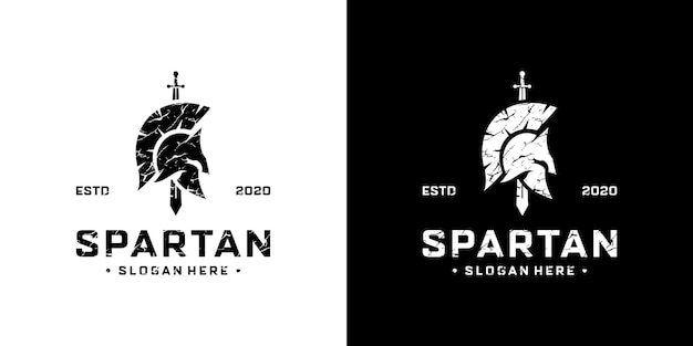 Retro vintage spartan warrior logo design template