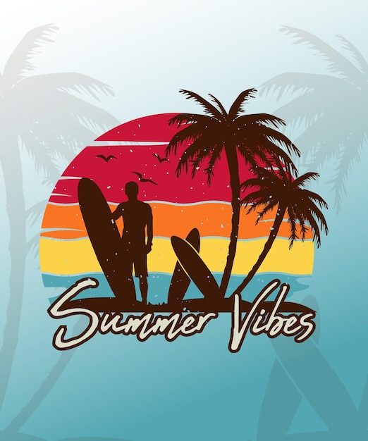 Retro Vintage Summer Vibes Tshirt Design