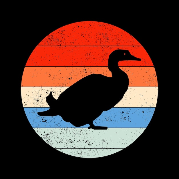 Retro vintage sunset design with Duck