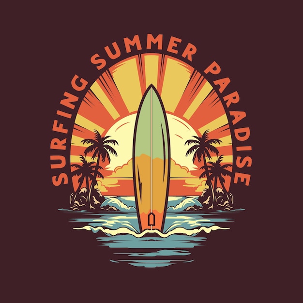 Vector retro vintage surfing design