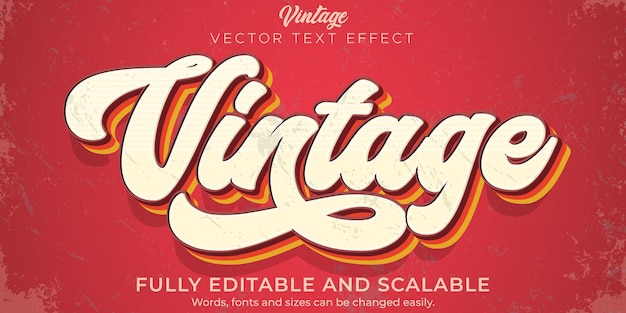 Retro, vintage text effect, editable 70s and 80s text style