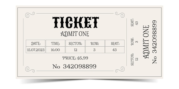 Retro vintage ticket design admit one