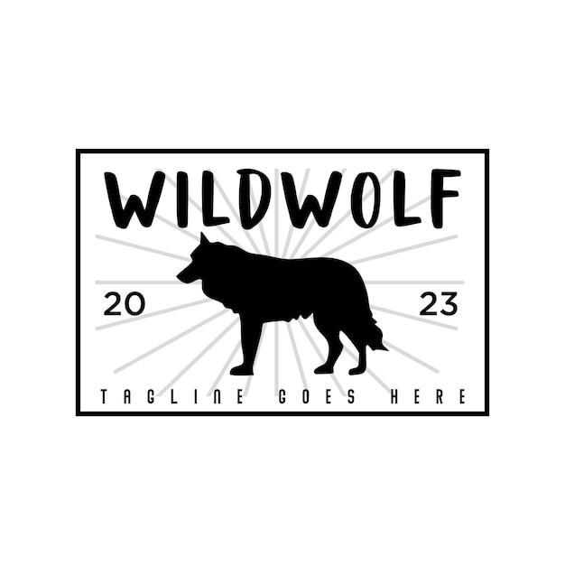 Retro vintage wild wolf logo design template