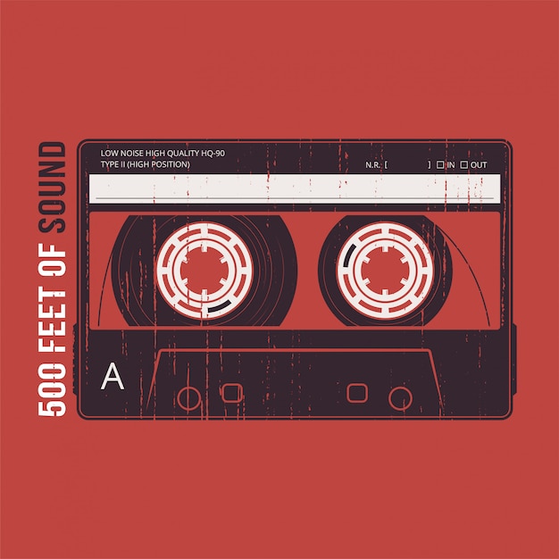 Retro  with a cassette tape. Tshirt and apparel