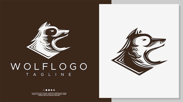 Retro wolf logo design template. Wolf logo design vector.