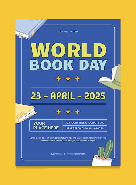 Retro World Book Day Poster Design