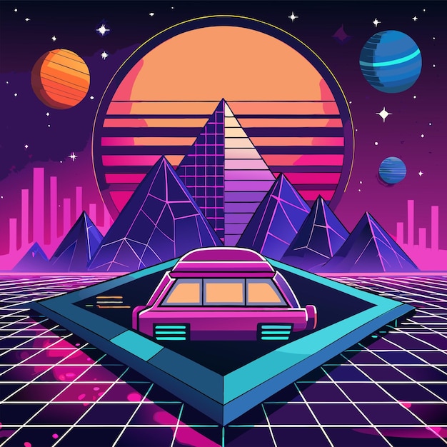 retrofuturisticconceptvectorillustration design