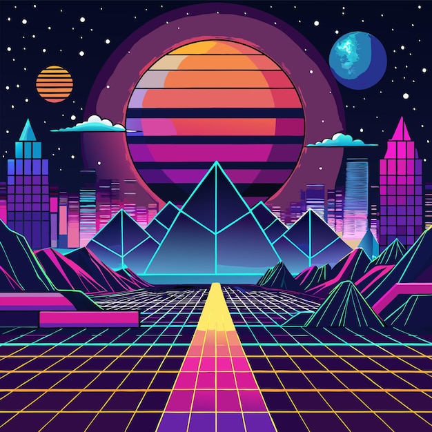 retrofuturisticconceptvectorillustration design