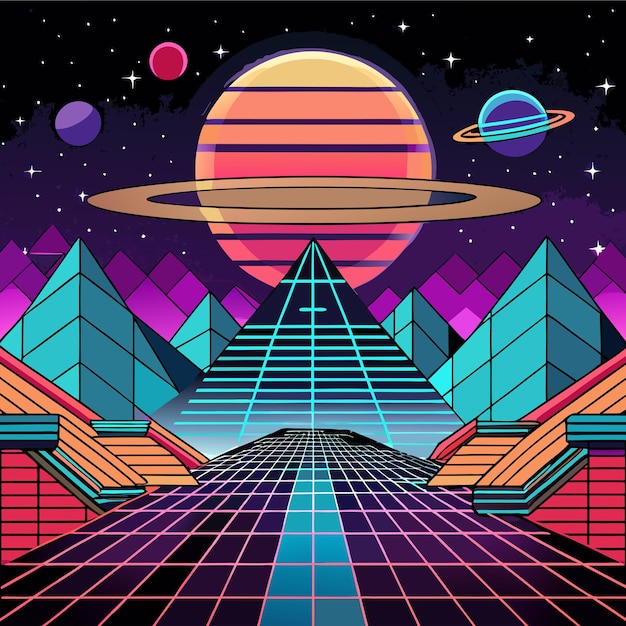 retrofuturisticconceptvectorillustration design