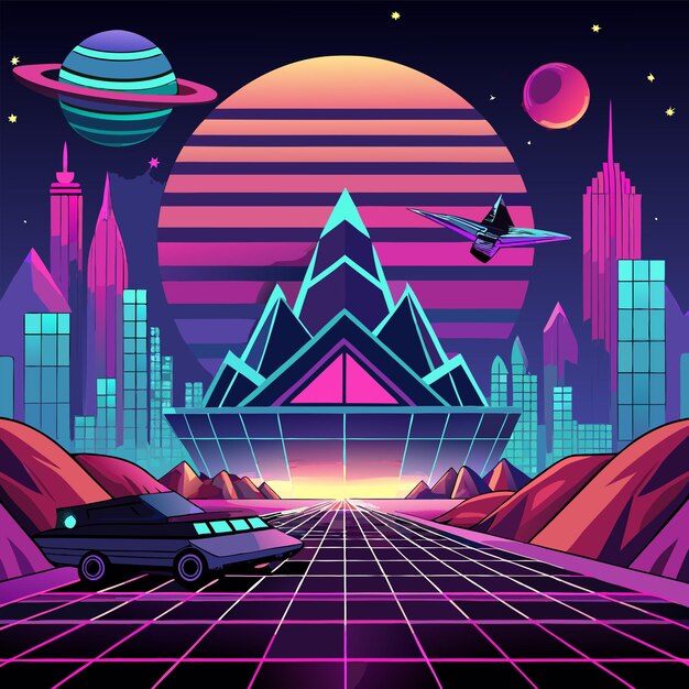 retrofuturisticconceptvectorillustration design