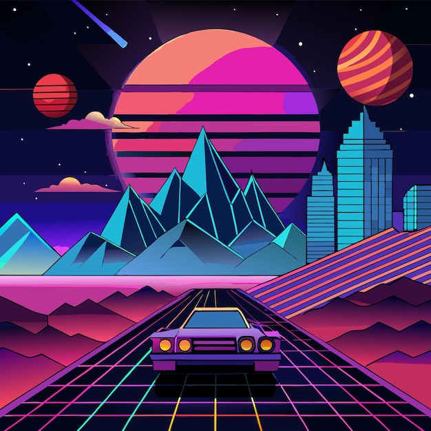 retrofuturisticconceptvectorillustration design