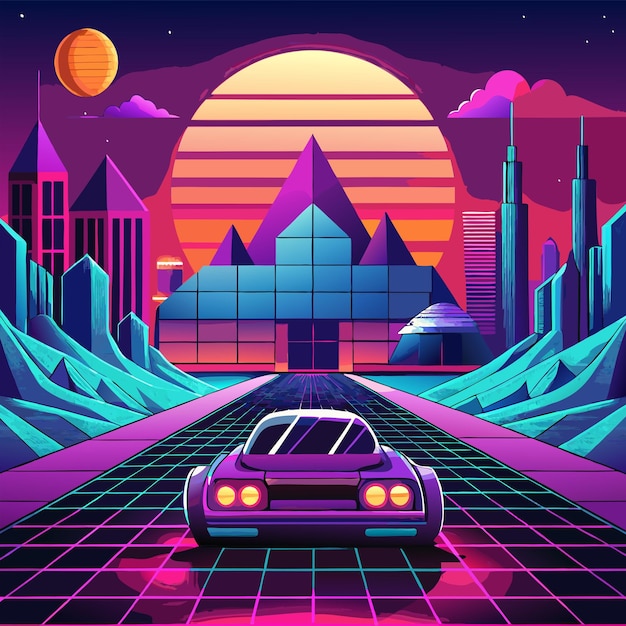 retrofuturisticconceptvectorillustration design