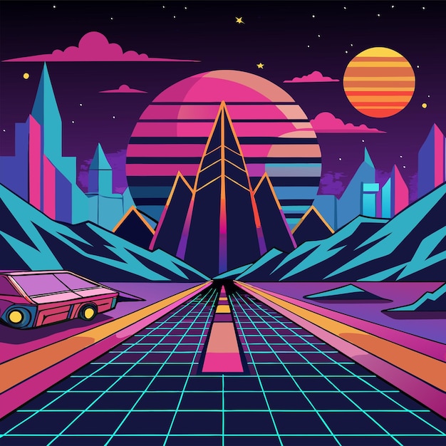 retrofuturisticconceptvectorillustration design